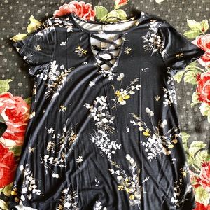 Grey Floral Top